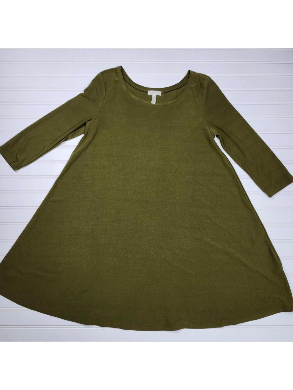 Leith Olive Green Long Sleeve Dress, Size M Anthropologie